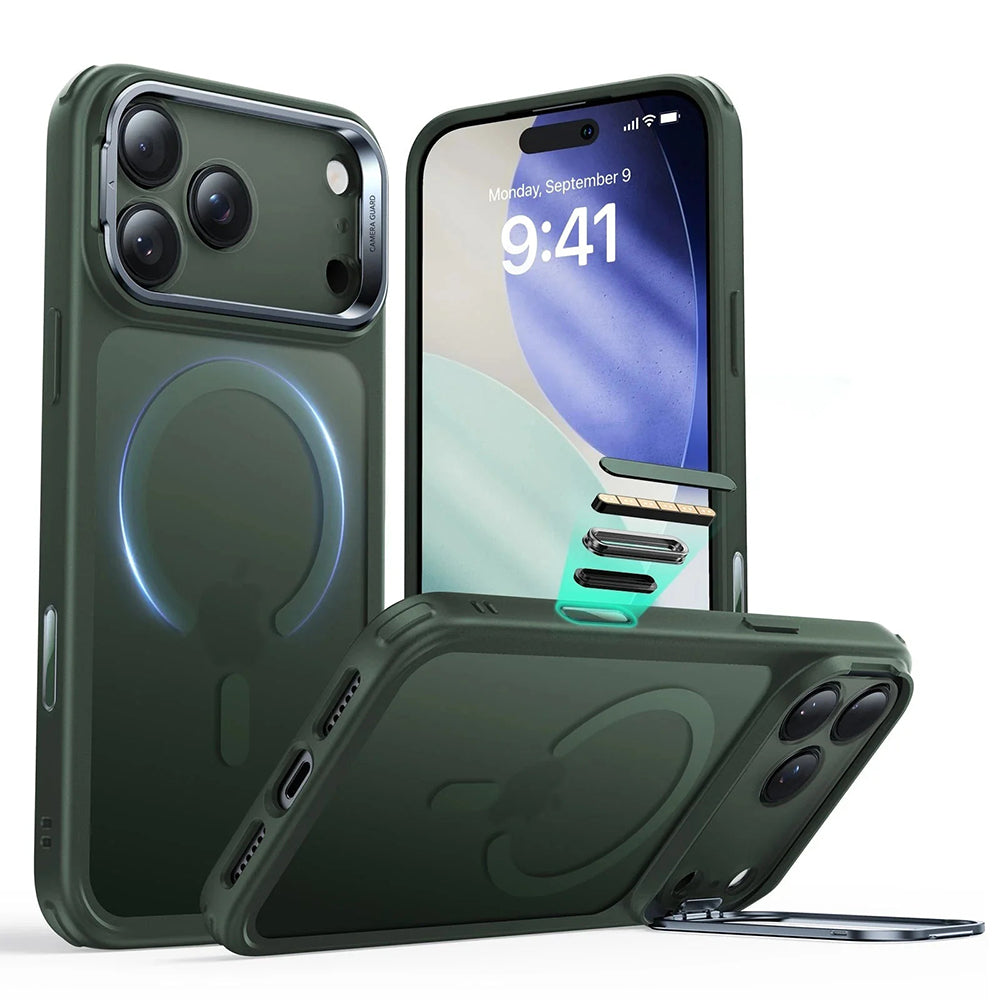 Futrola MagSafe za Apple iPhone 17 Pro Max, ESR, Classic Hybrid Kickstand, Satinirano Zelena