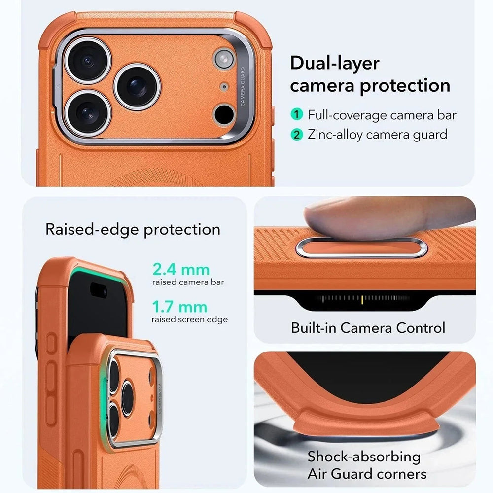 Futrola MagSafe za Apple iPhone 17 Pro Max, ESR, Cyber Armor Kickstand, Narančasta