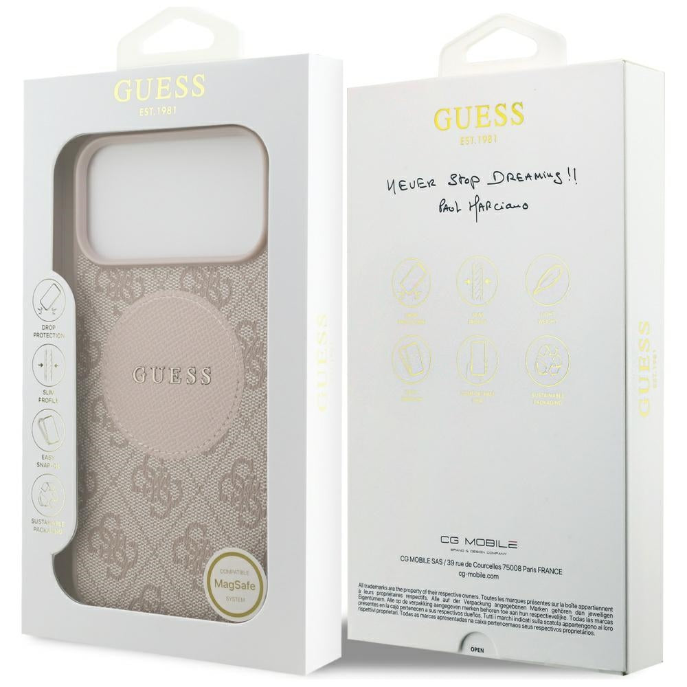 MagSafe futrola za Apple iPhone 17 Pro Max, Guess, 4G Circle Classic Logo, Roza