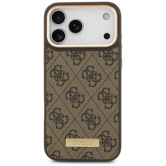 MagSafe futrola za Apple iPhone 17 Pro Max, Guess, 4G Logo Plate, smeđa