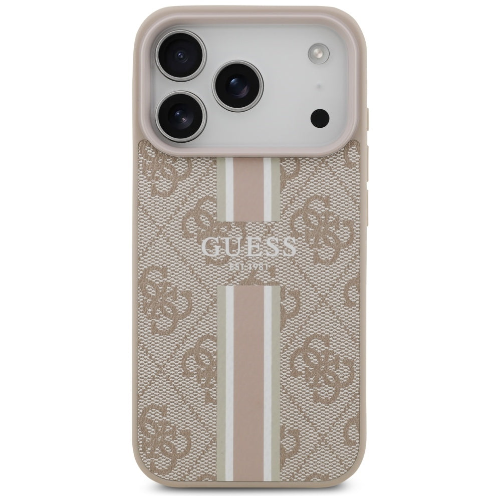 MagSafe futrola za Apple iPhone 17 Pro Max, Guess, 4G Printed Stripes, Roza