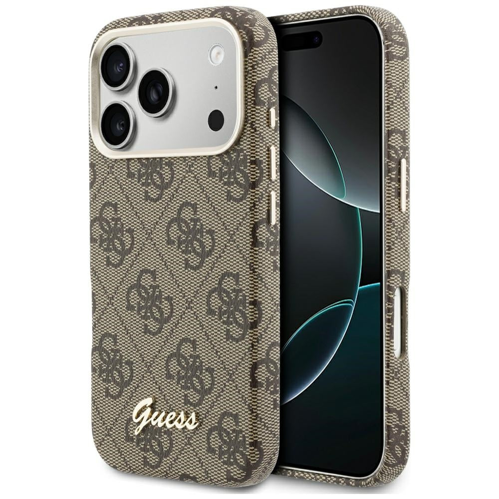 Futrola MagSafe za Apple iPhone 17 Pro Max, Guess, 4G Script Logo, Smeđa
