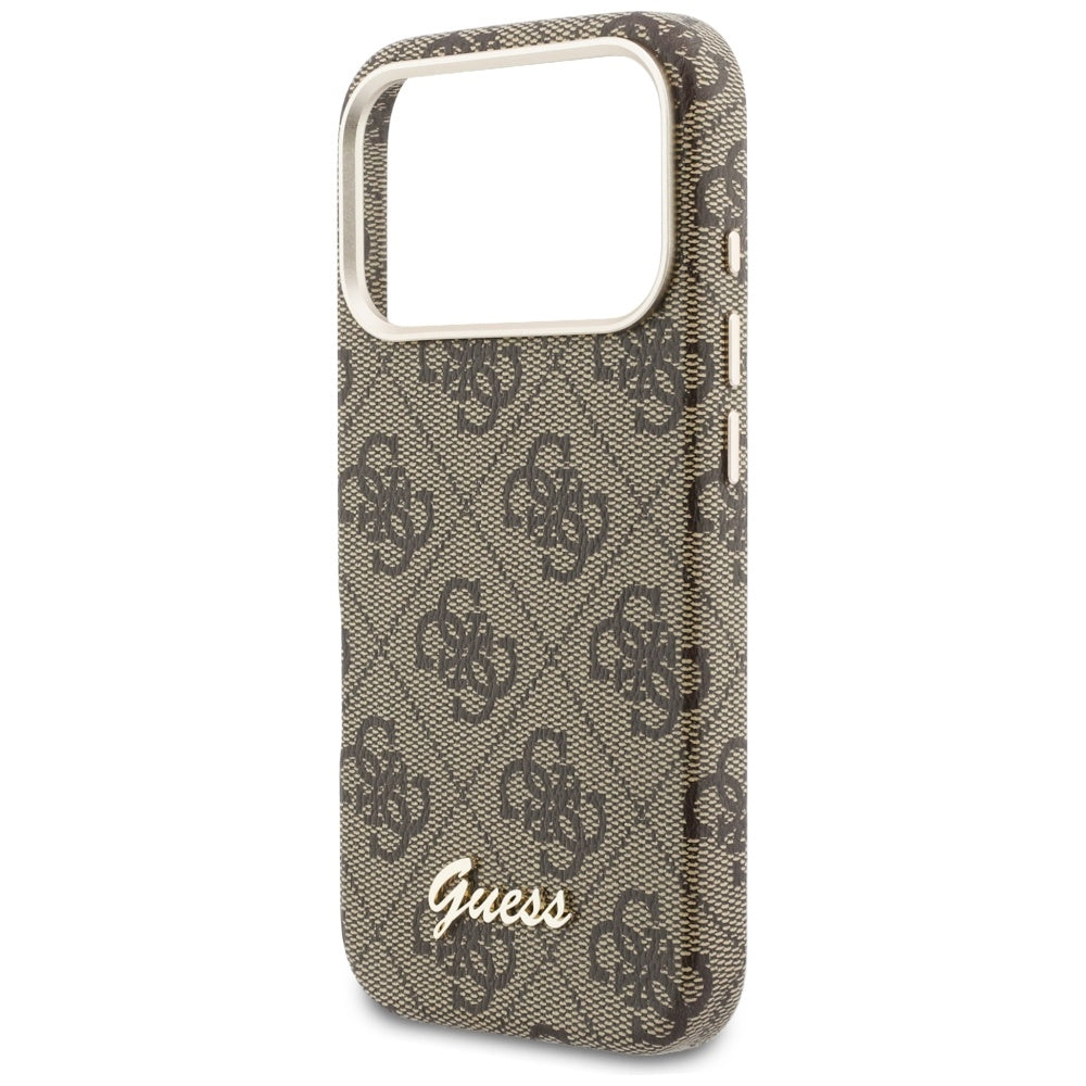 Futrola MagSafe za Apple iPhone 17 Pro Max, Guess, 4G Script Logo, Smeđa