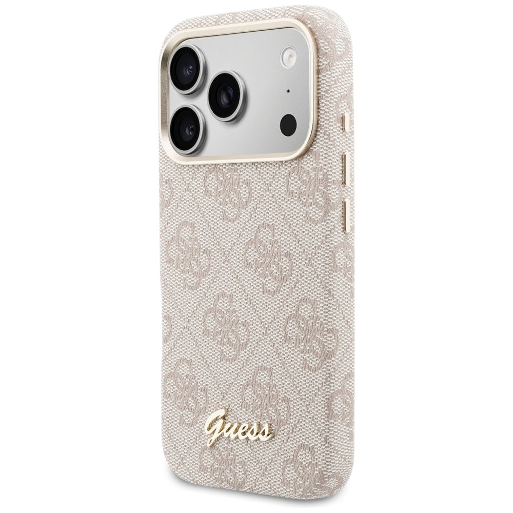 Futrola MagSafe za Apple iPhone 17 Pro Max, Guess, 4G Script Logo, Roza