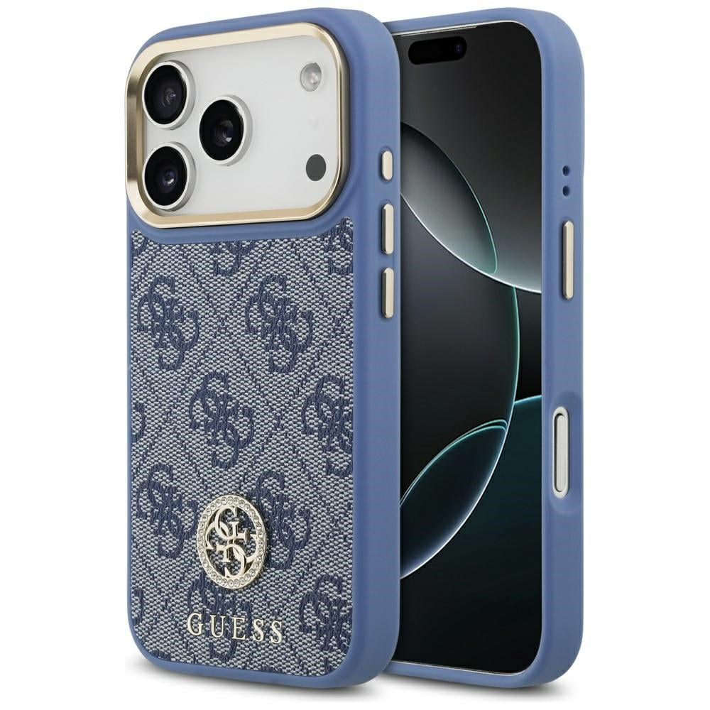 MagSafe futrola za Apple iPhone 17 Pro Max, Guess, 4G Strass Logo, Plava