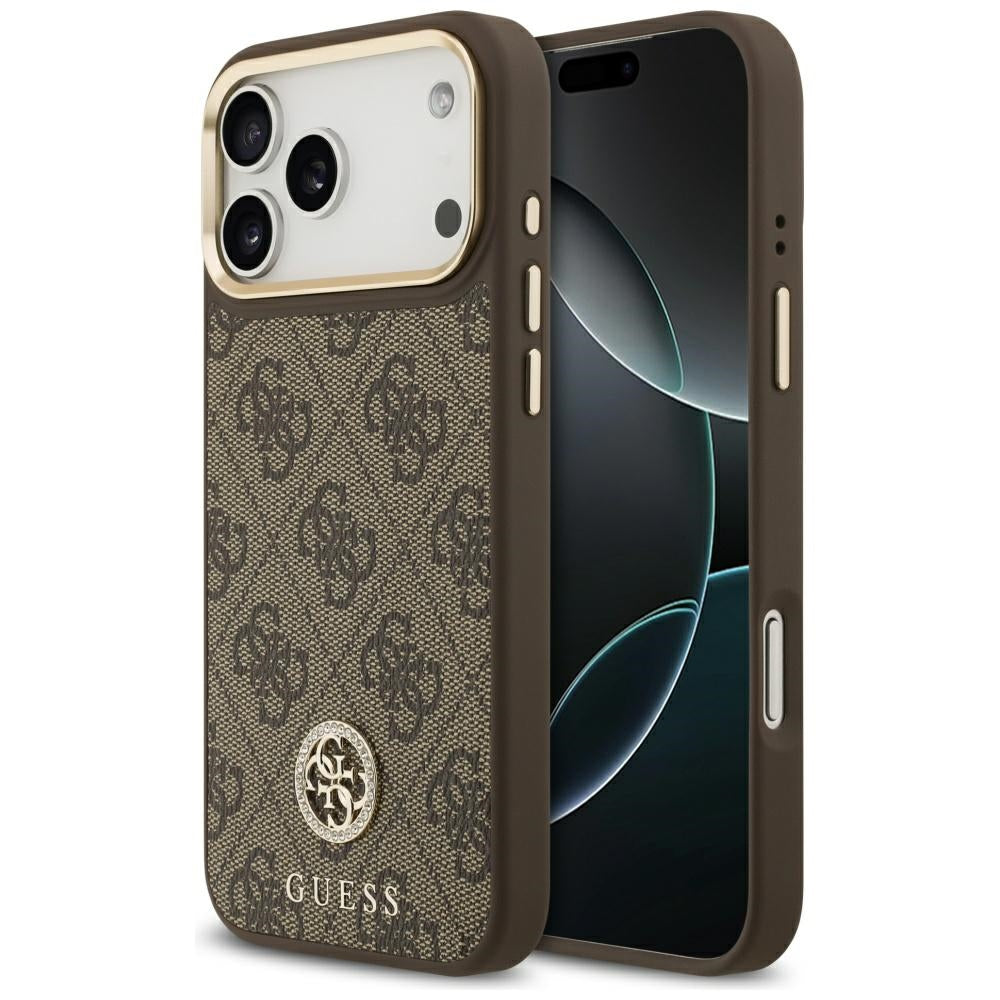MagSafe futrola za Apple iPhone 17 Pro Max, Guess, 4G Strass Logo, Smeđa