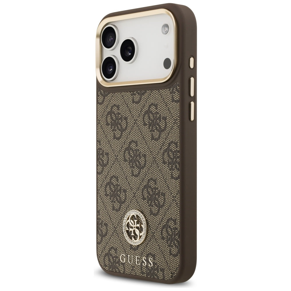 MagSafe futrola za Apple iPhone 17 Pro Max, Guess, 4G Strass Logo, Smeđa