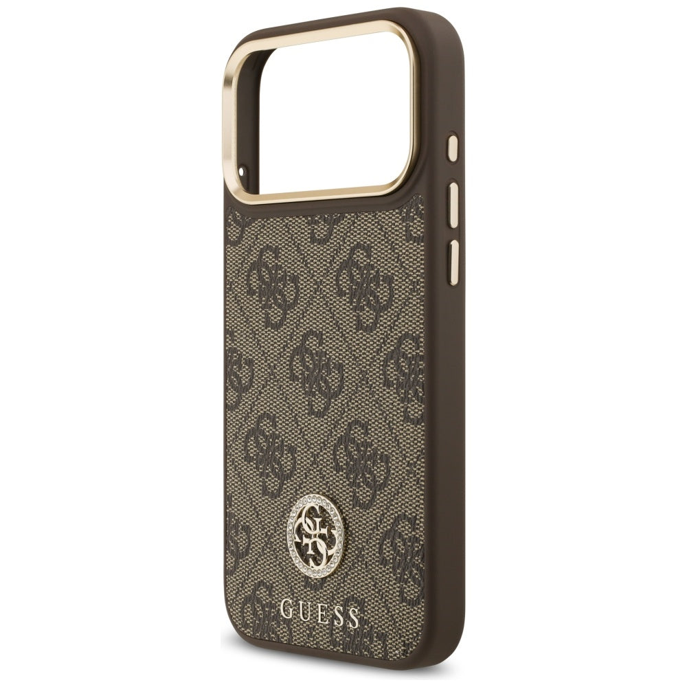 MagSafe futrola za Apple iPhone 17 Pro Max, Guess, 4G Strass Logo, Smeđa