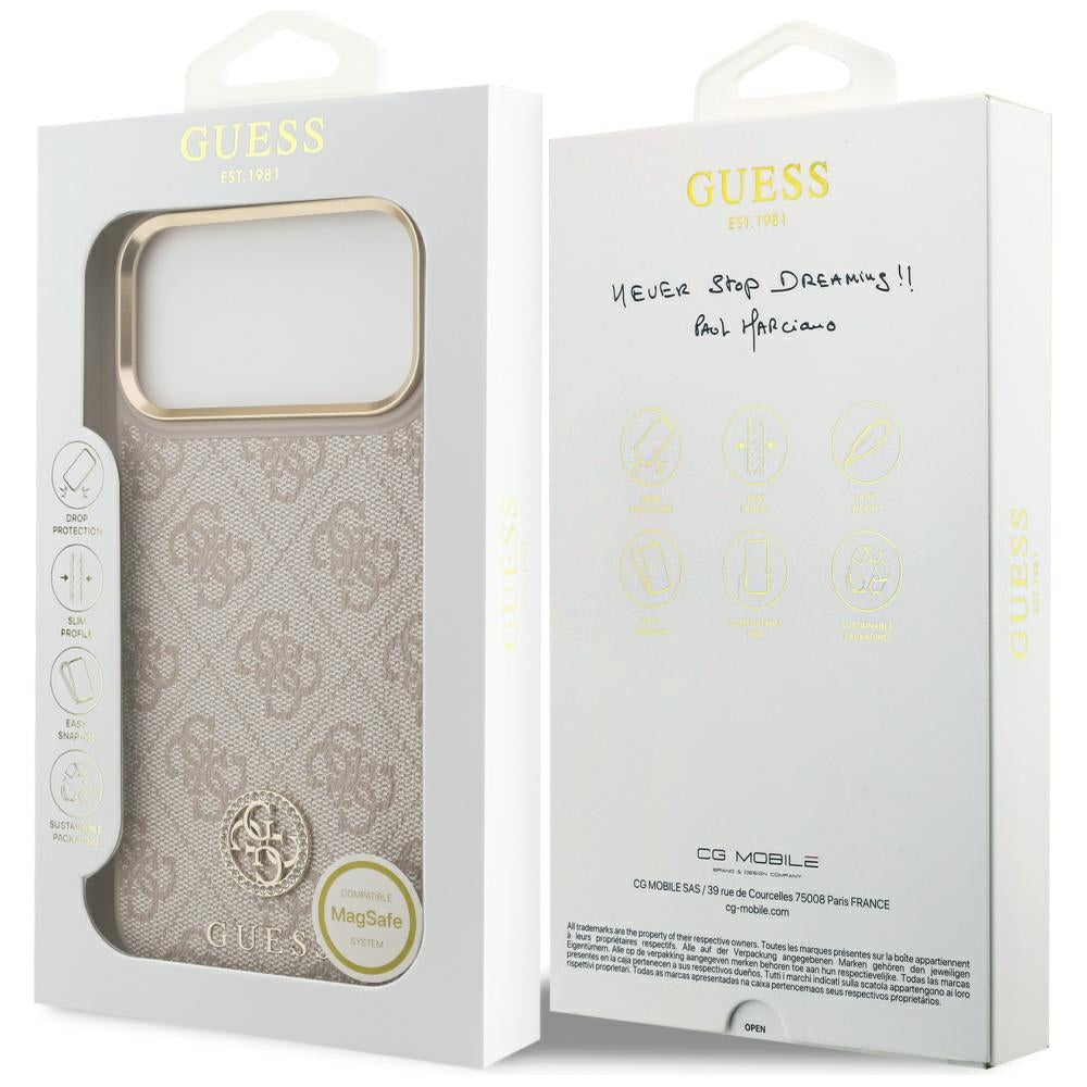MagSafe futrola za Apple iPhone 17 Pro Max, Guess, 4G Strass Logo, Roza
