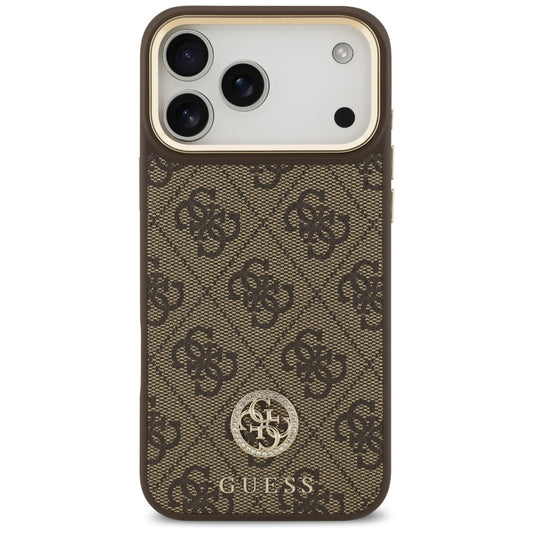 MagSafe futrola za Apple iPhone 17 Pro Max, Guess, 4G Strass Logo with Big Strap, smeđa