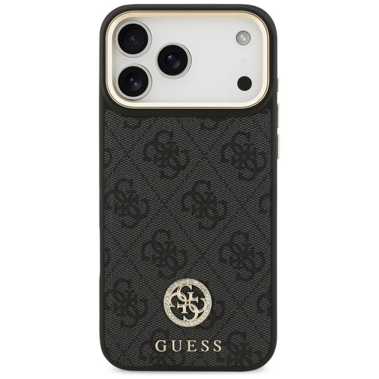MagSafe futrola za Apple iPhone 17 Pro Max, Guess, 4G Strass Logo with Big Strap, Crna