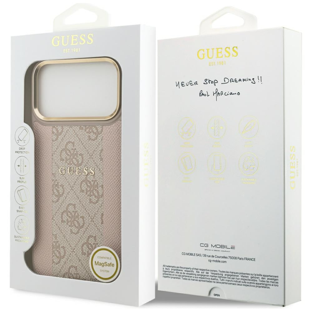 MagSafe futrola za Apple iPhone 17 Pro Max, Guess, 4G Stripe, Roza