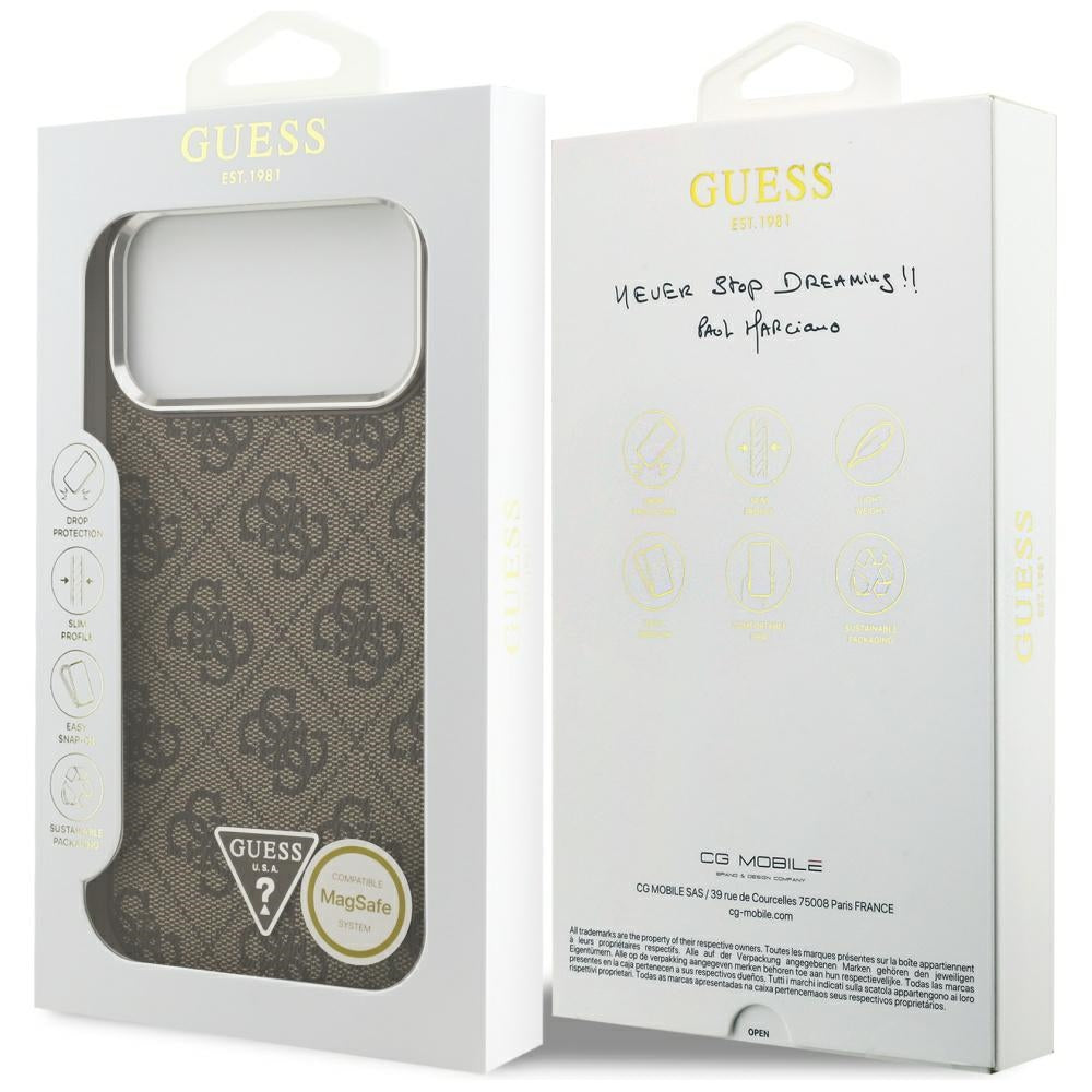 MagSafe futrola za Apple iPhone 17 Pro Max, Guess, 4G Triangle Logo, smeđa