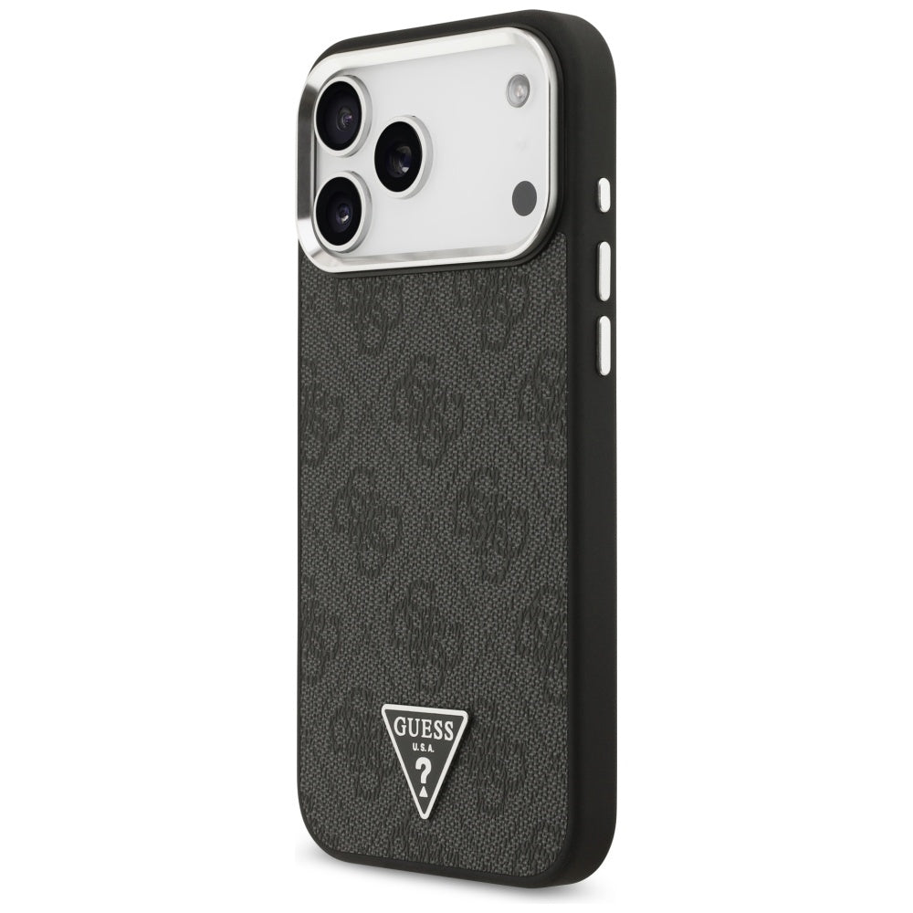MagSafe futrola za Apple iPhone 17 Pro Max, Guess, 4G Triangle Logo, Crno Srebrna
