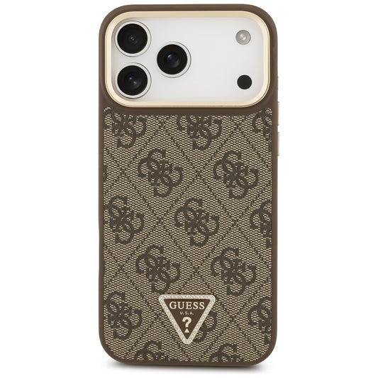 MagSafe futrola za Apple iPhone 17 Pro Max, Guess, 4G Triangle Logo with Big Strap, smeđa
