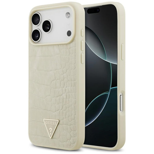 MagSafe torbica za Apple iPhone 17 Pro Max, Guess, Croco Triangle Logo, Zlatna