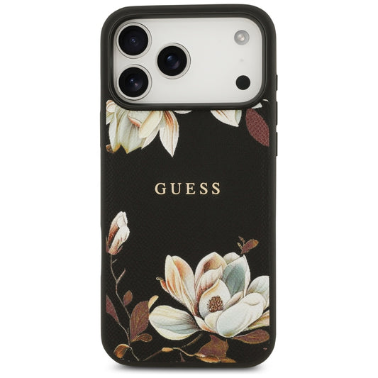 MagSafe futrola za Apple iPhone 17 Pro Max, Guess, Grained Flowers, Crna