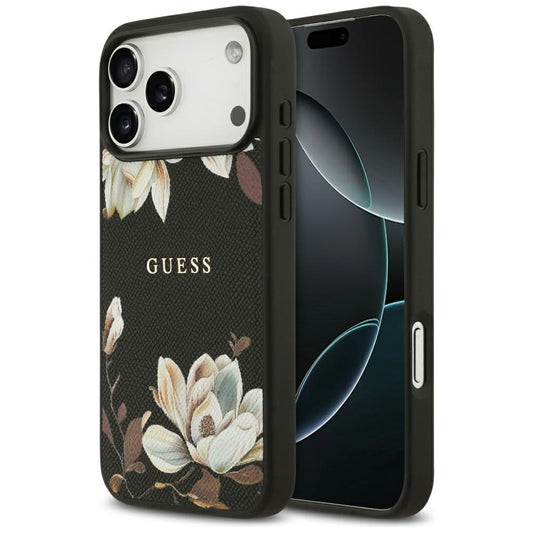 MagSafe futrola za Apple iPhone 17 Pro Max, Guess, Grained Flowers, Crna