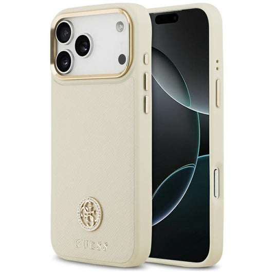 MagSafe futrola za Apple iPhone 17 Pro Max, Guess, Grained Strass Logo, Bež