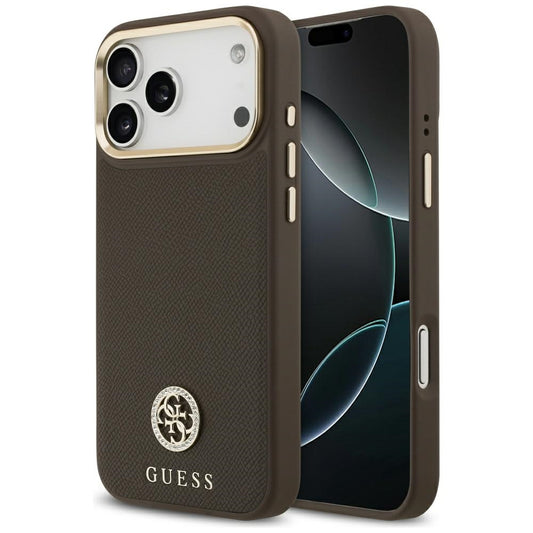 Futrola MagSafe za Apple iPhone 17 Pro Max, Guess, Grained Strass Logo, Smeđa