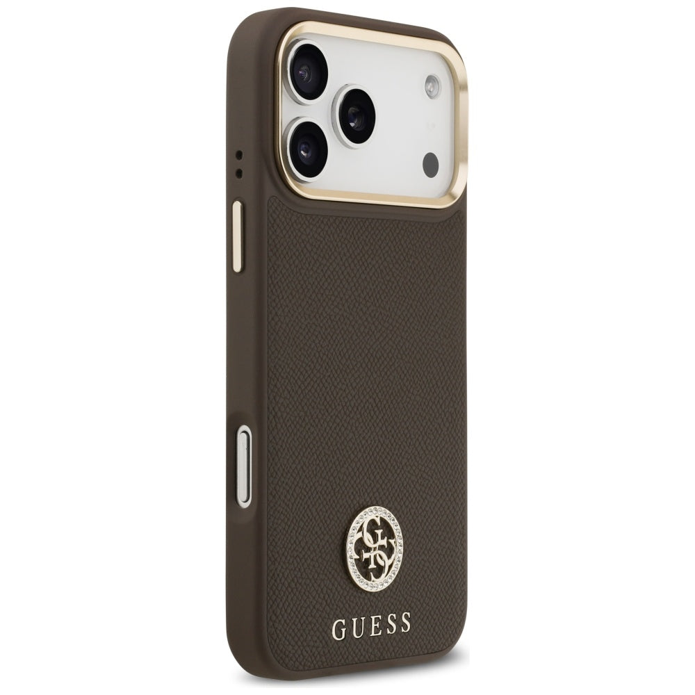 Futrola MagSafe za Apple iPhone 17 Pro Max, Guess, Grained Strass Logo, Smeđa