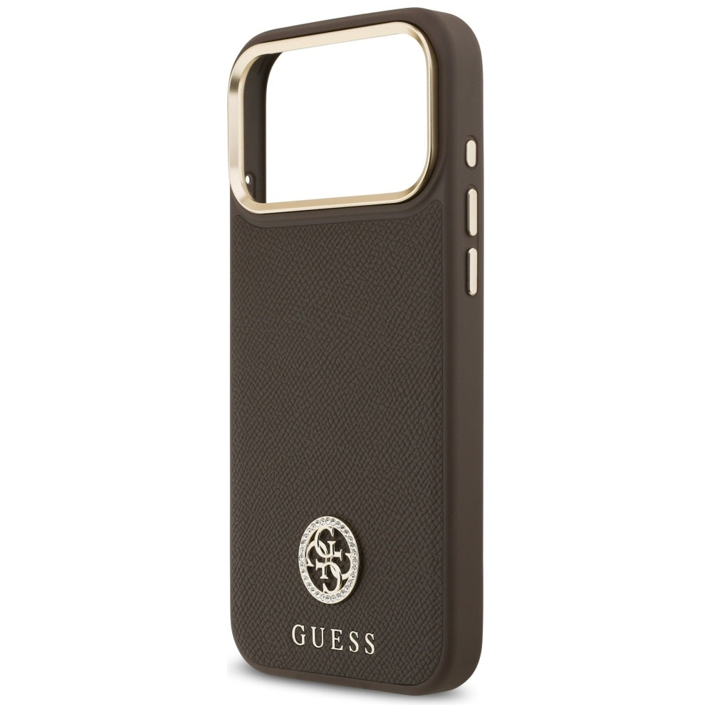 Futrola MagSafe za Apple iPhone 17 Pro Max, Guess, Grained Strass Logo, Smeđa