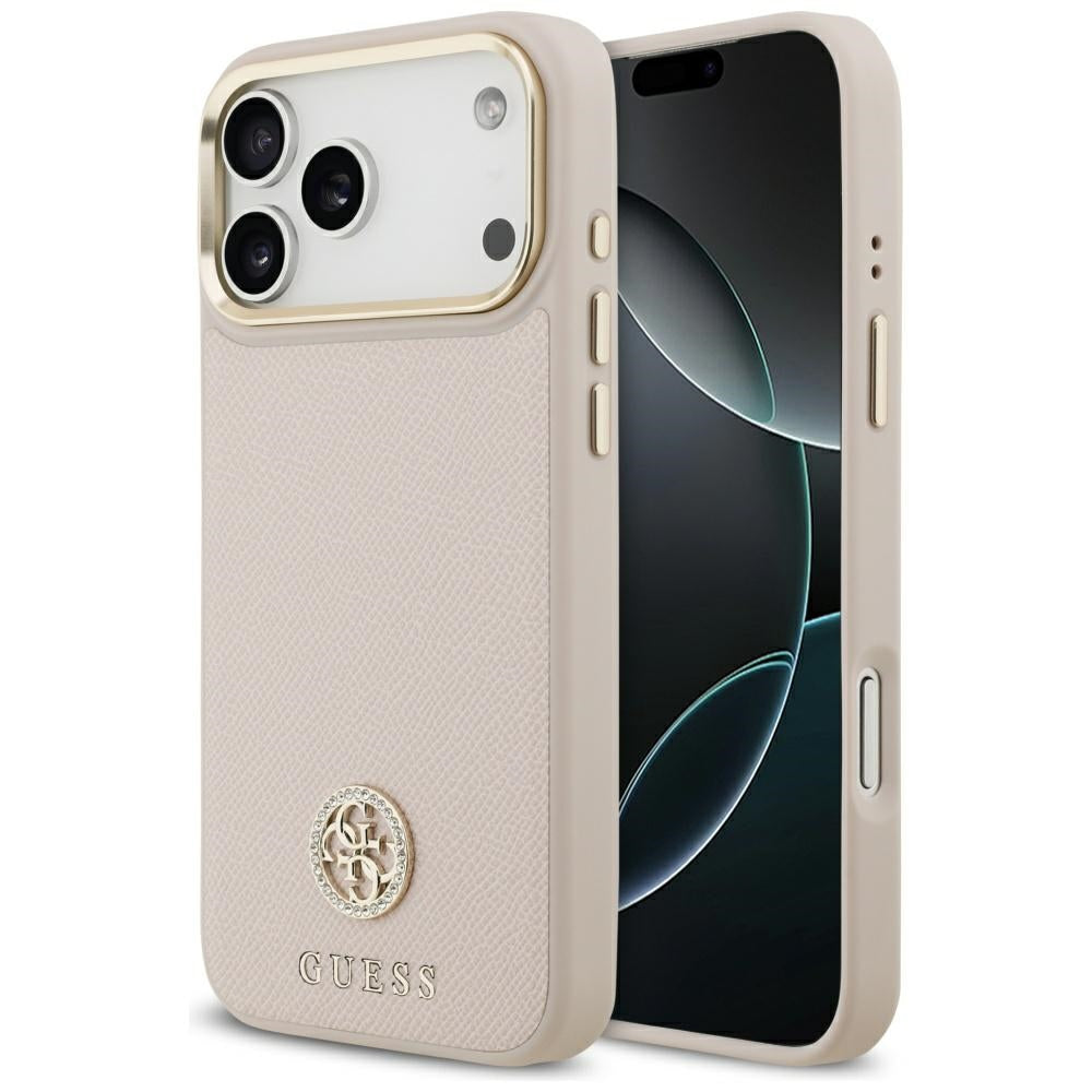 MagSafe torbica za Apple iPhone 17 Pro Max, Guess, Grained Strass Logo, Roza