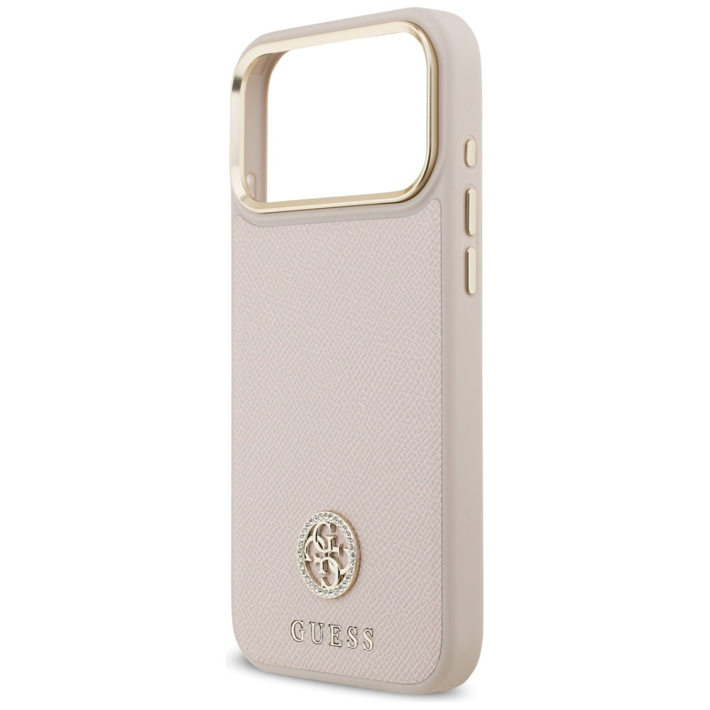 MagSafe torbica za Apple iPhone 17 Pro Max, Guess, Grained Strass Logo, Roza