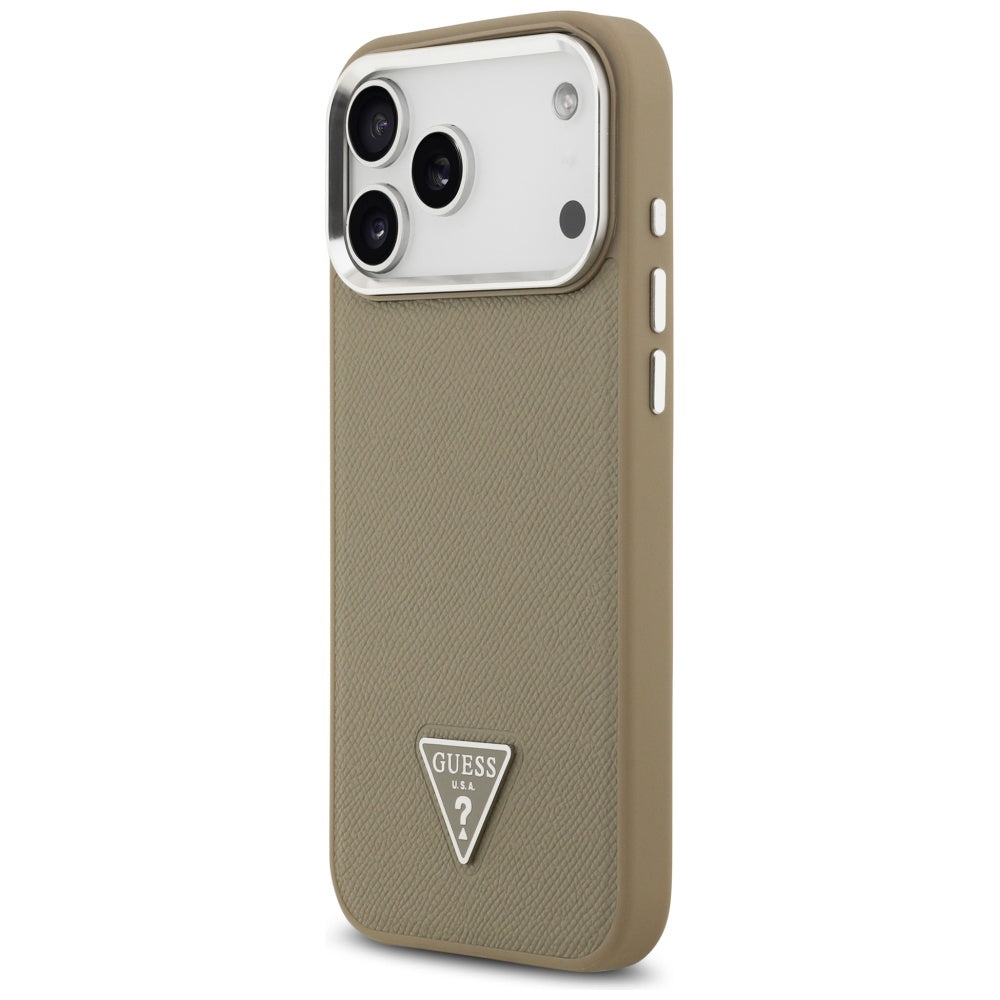 Futrola MagSafe za Apple iPhone 17 Pro Max, Guess, Grained Triangle Logo, Smeđa