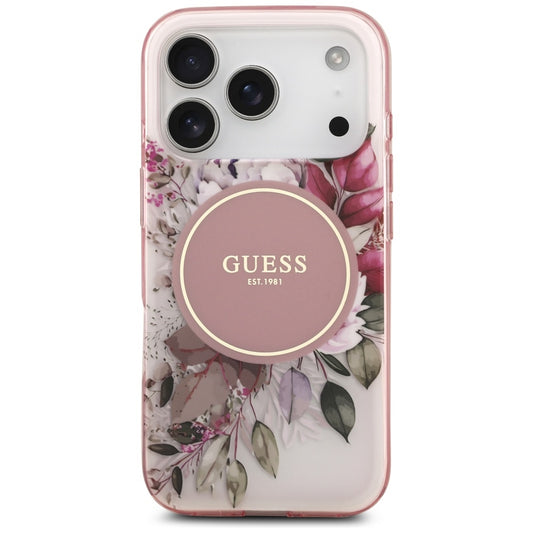 Futrola MagSafe za Apple iPhone 17 Pro Max, Guess, IML Flower & Tonal Circle, Roza