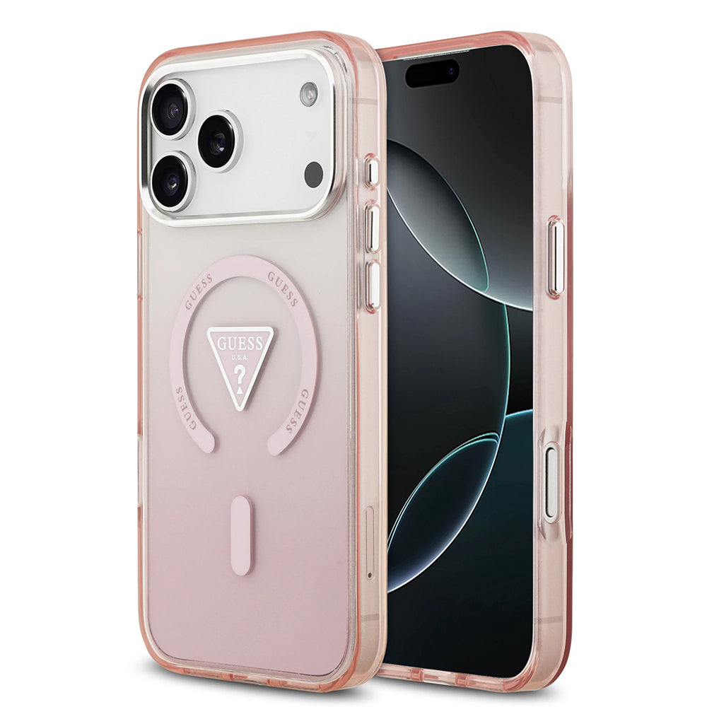 Futrola MagSafe za Apple iPhone 17 Pro Max, Guess, IML Gradient Triangle Logo, Roza