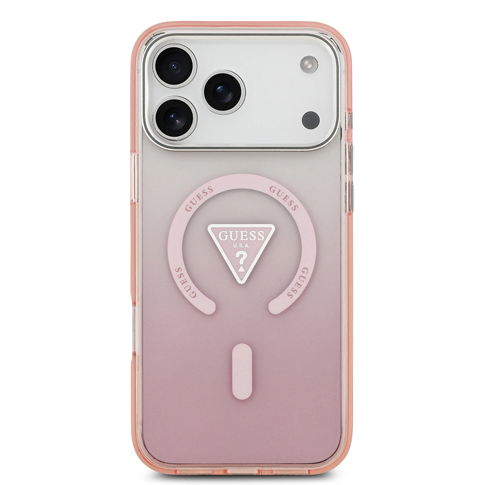 Futrola MagSafe za Apple iPhone 17 Pro Max, Guess, IML Gradient Triangle Logo, Roza