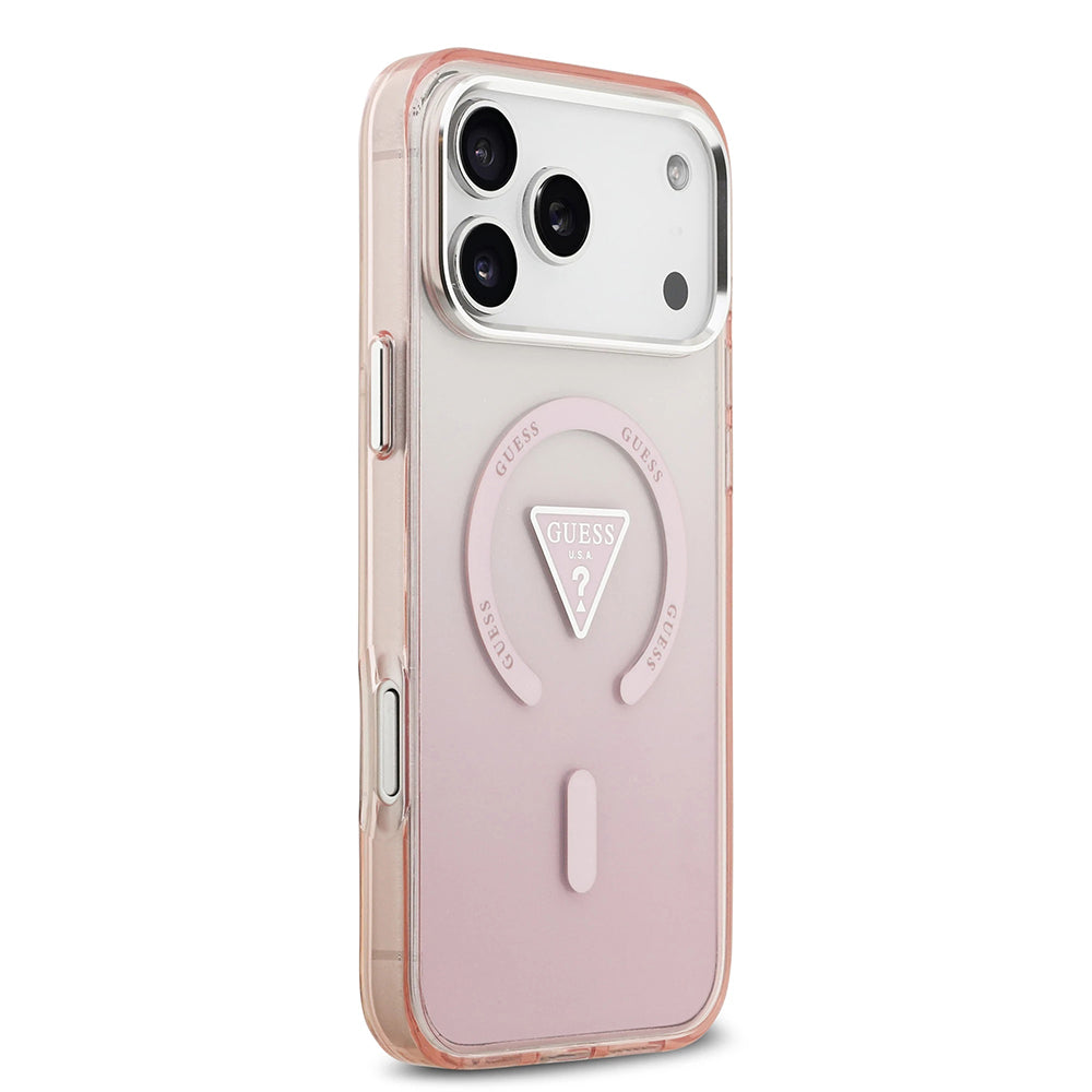 Futrola MagSafe za Apple iPhone 17 Pro Max, Guess, IML Gradient Triangle Logo, Roza