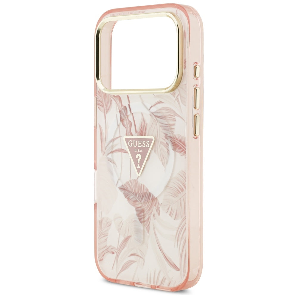 Futrola MagSafe za Apple iPhone 17 Pro Max, Guess, Jungle Tonal Triangle, Roza