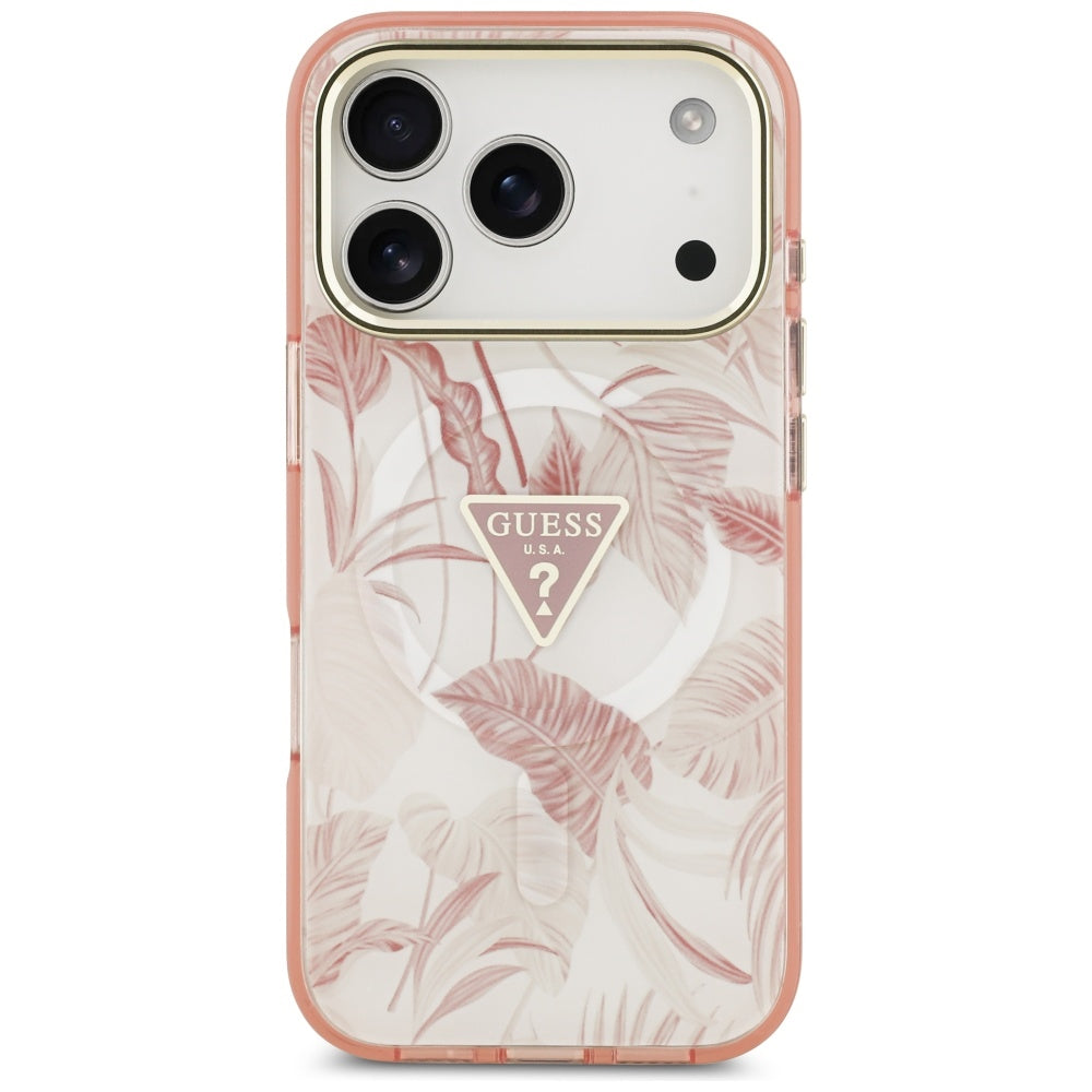Futrola MagSafe za Apple iPhone 17 Pro Max, Guess, Jungle Tonal Triangle, Roza