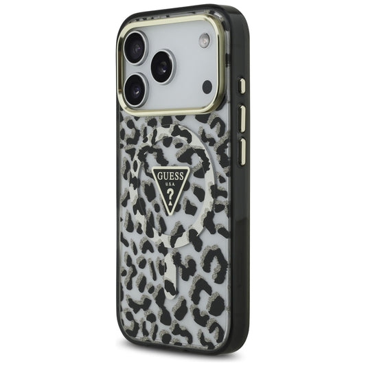 MagSafe futrola za Apple iPhone 17 Pro Max, Guess, Leopard Glitter, Crna