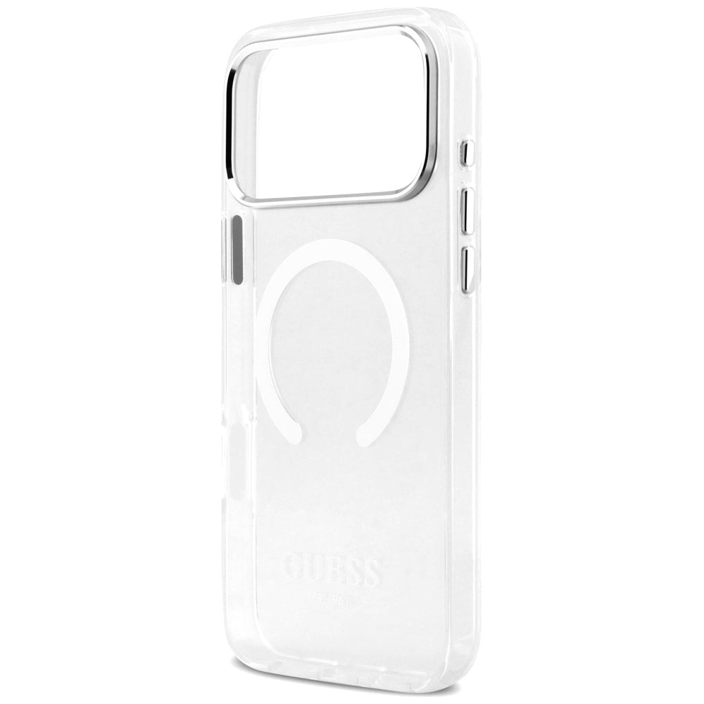 Futrola MagSafe za Apple iPhone 17 Pro Max, Guess, Metal Outline, Srebrna