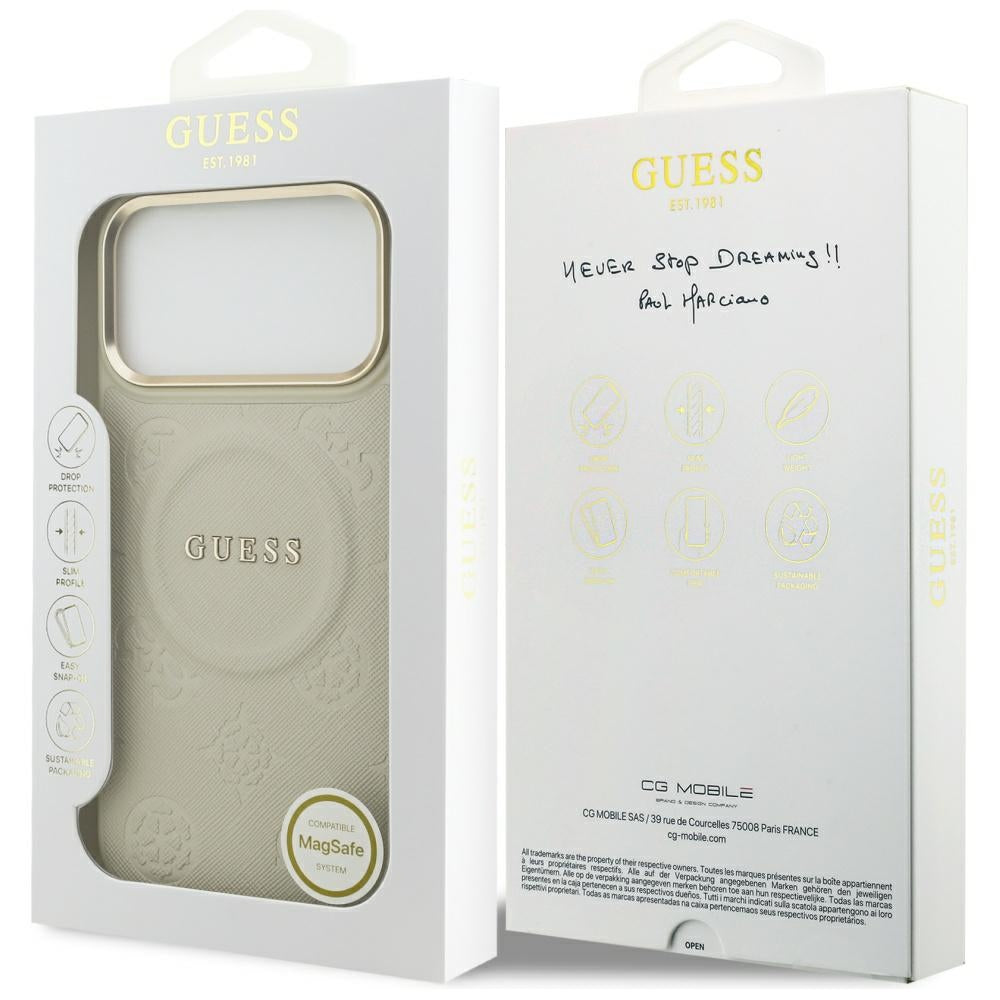 Futrola MagSafe za Apple iPhone 17 Pro Max, Guess, Peony Hot Stamp, Bež