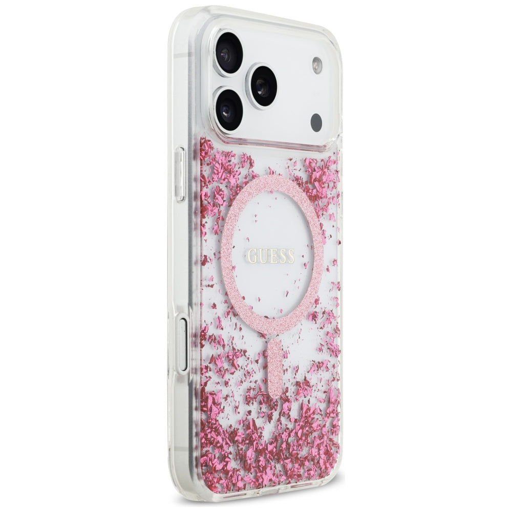 MagSafe maska za Apple iPhone 17 Pro Max, Guess, Resin Bottom Glitter, Roza