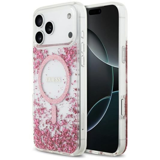 MagSafe futrola za Apple iPhone 17 Pro Max, Guess, Resin Bottom Glitter, Roza