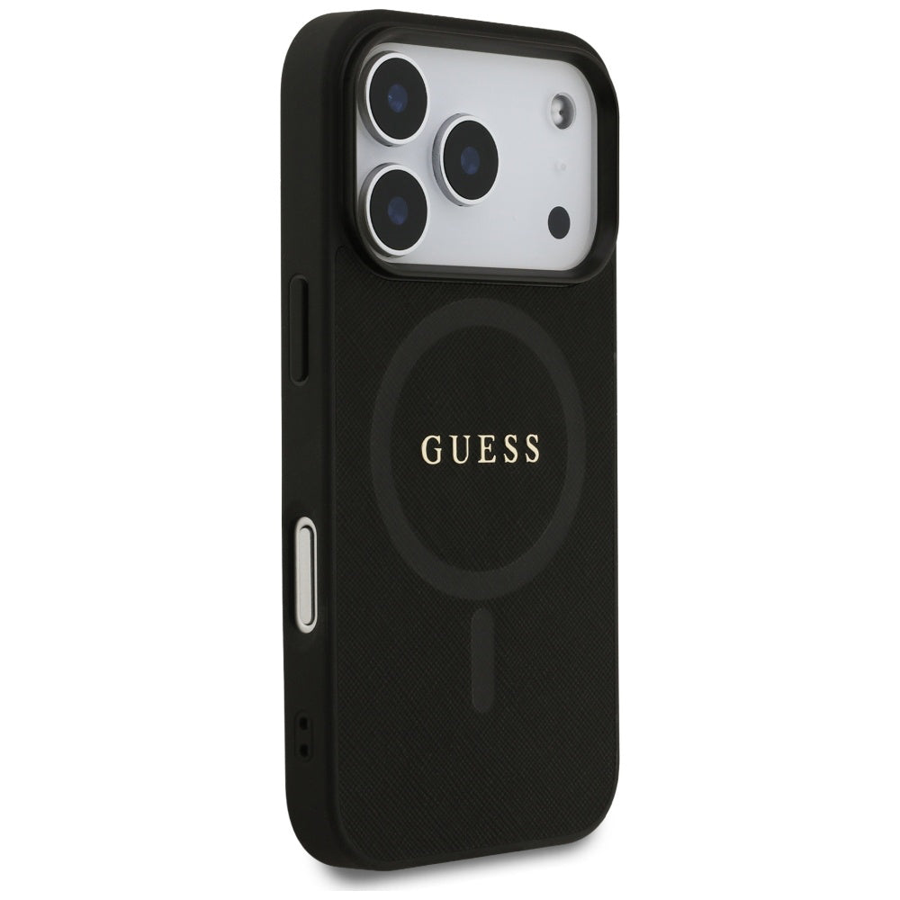Futrola MagSafe za Apple iPhone 17 Pro Max, Guess, Saffiano Classic Logo, Crna