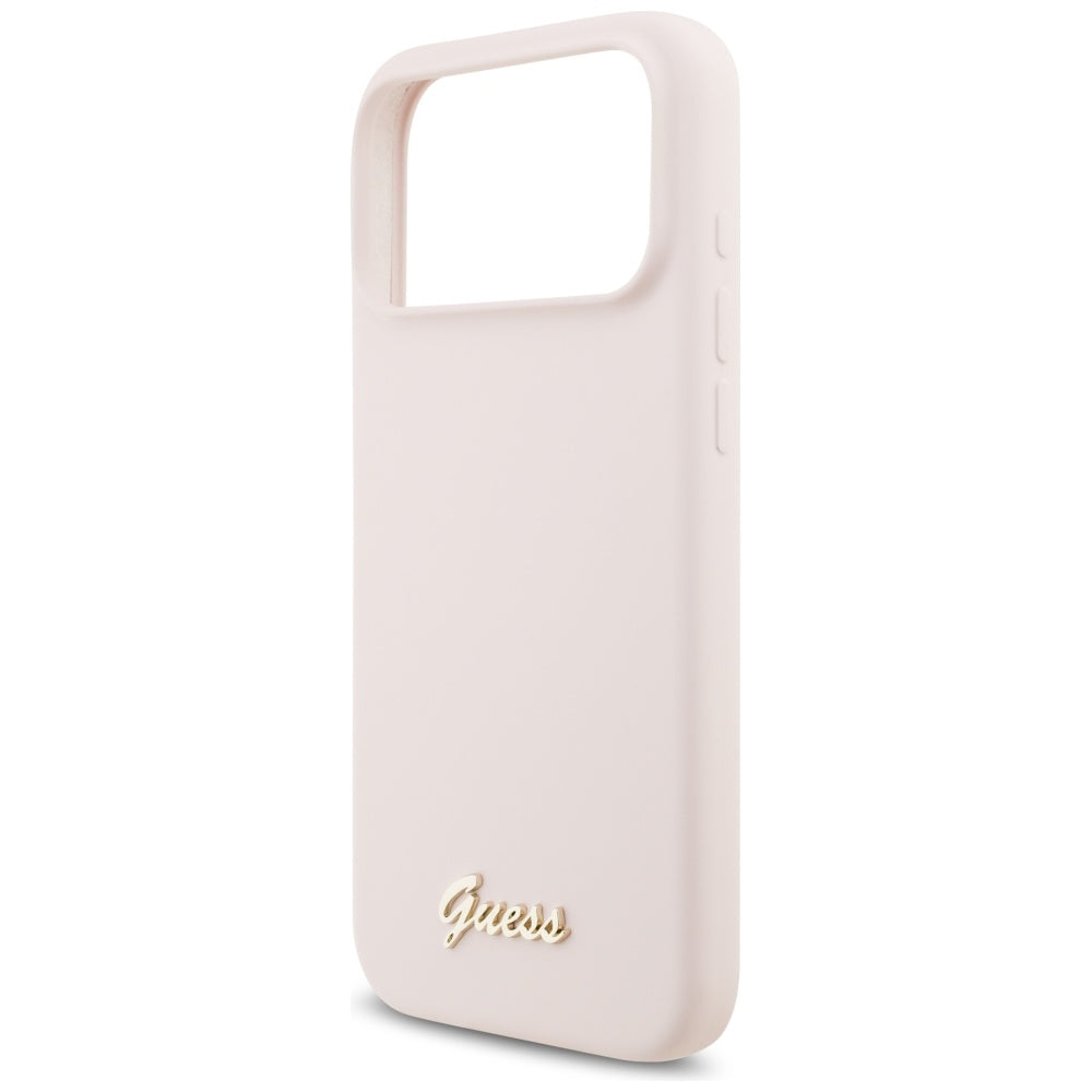 Futrola MagSafe za Apple iPhone 17 Pro Max, Guess, Script Metal Logo, Svijetlo roza