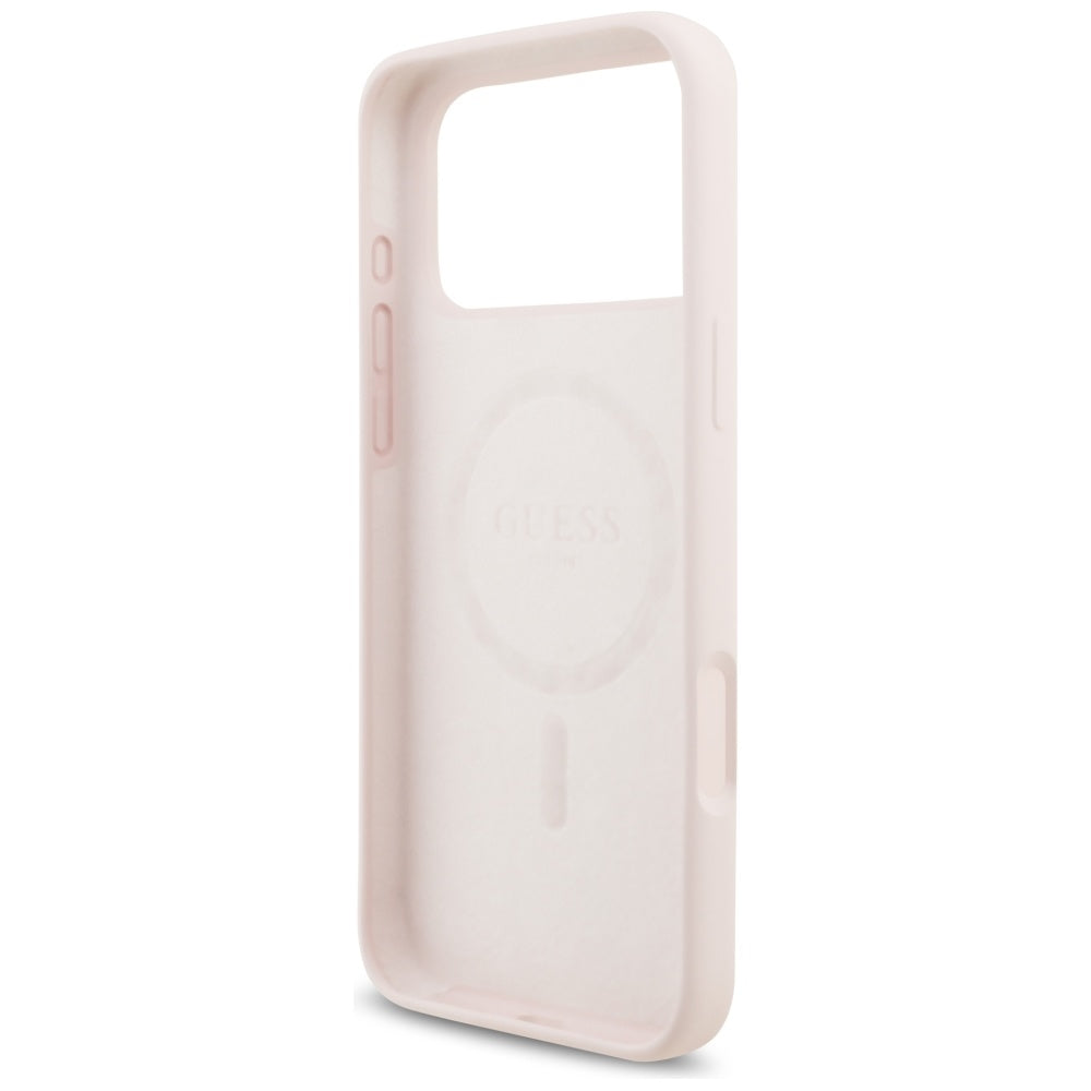 Futrola MagSafe za Apple iPhone 17 Pro Max, Guess, Script Metal Logo, Svijetlo roza