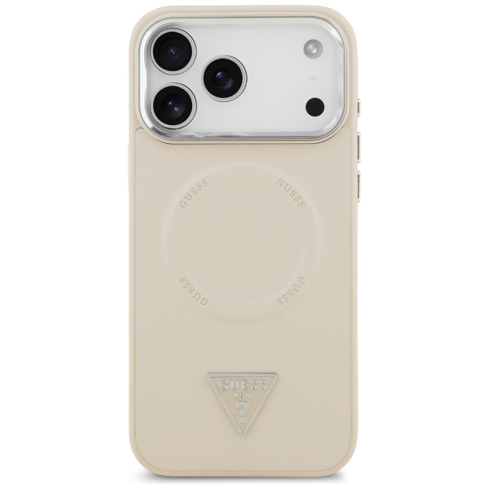 MagSafe futrola za Apple iPhone 17 Pro Max, Guess, Triangle Logo, Bež Srebrna