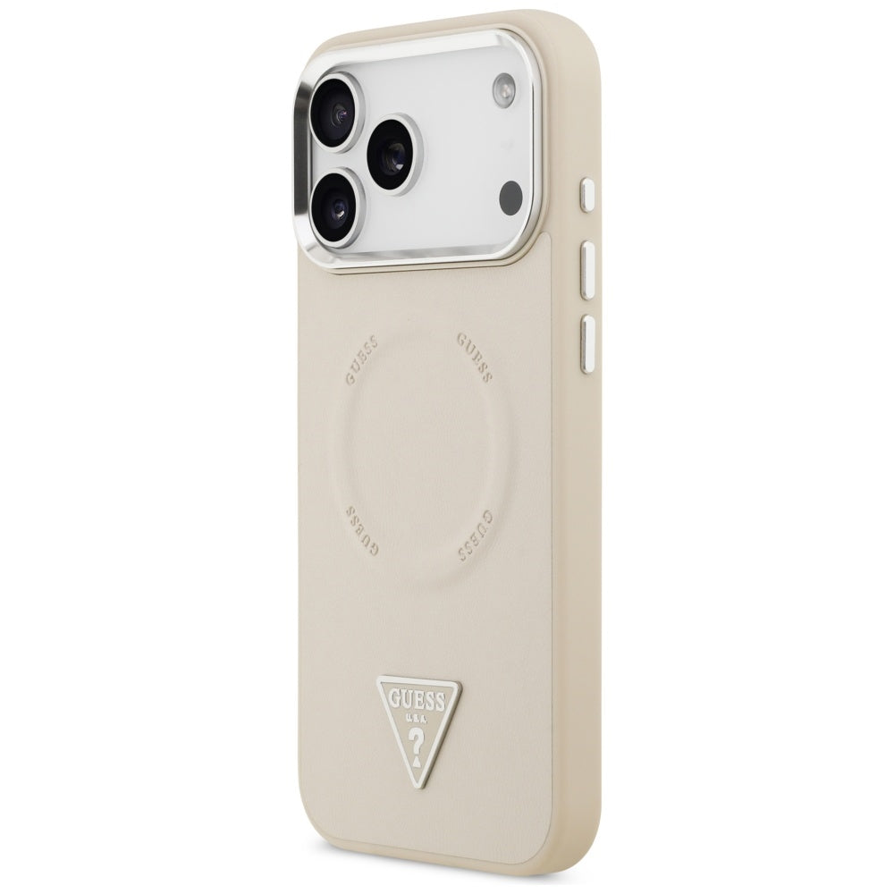 MagSafe futrola za Apple iPhone 17 Pro Max, Guess, Triangle Logo, Bež Srebrna
