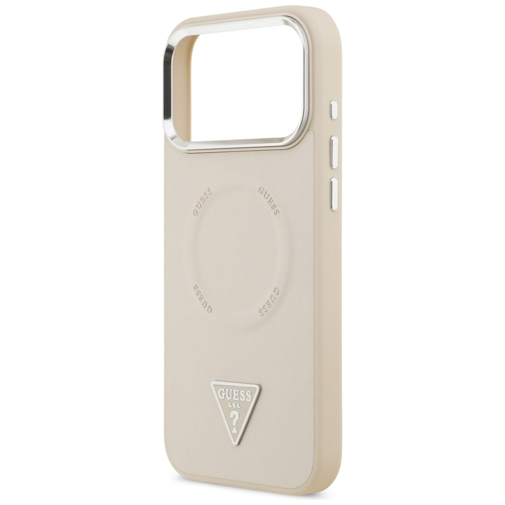 MagSafe futrola za Apple iPhone 17 Pro Max, Guess, Triangle Logo, Bež Srebrna