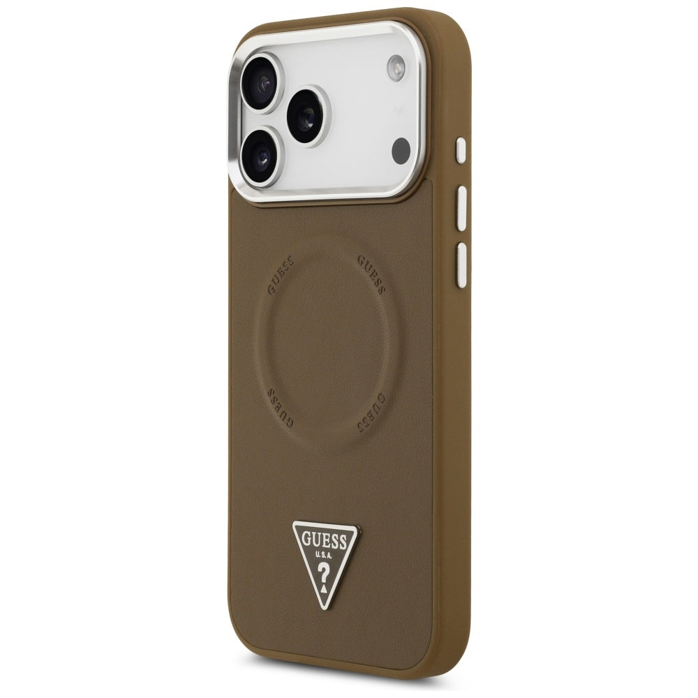 MagSafe futrola za Apple iPhone 17 Pro Max, Guess, Triangle Logo, Srebrno smeđa