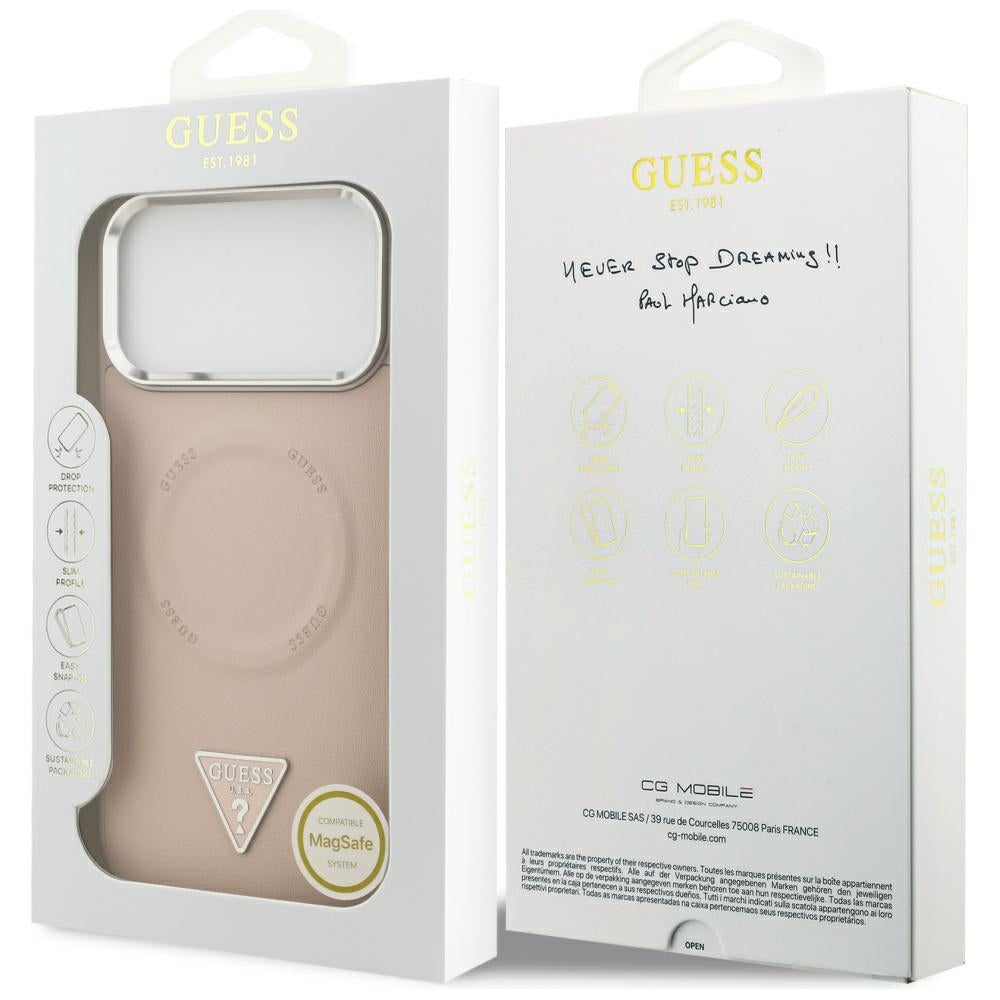 MagSafe futrola za Apple iPhone 17 Pro Max, Guess, Triangle Logo, Roza Srebrna