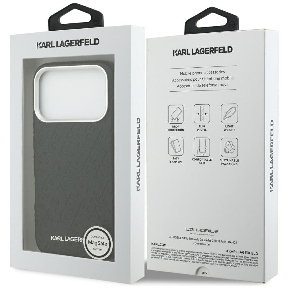 Futrola MagSafe za Apple iPhone 17 Pro Max, Karl Lagerfeld, FW Stamped Karl, Crna