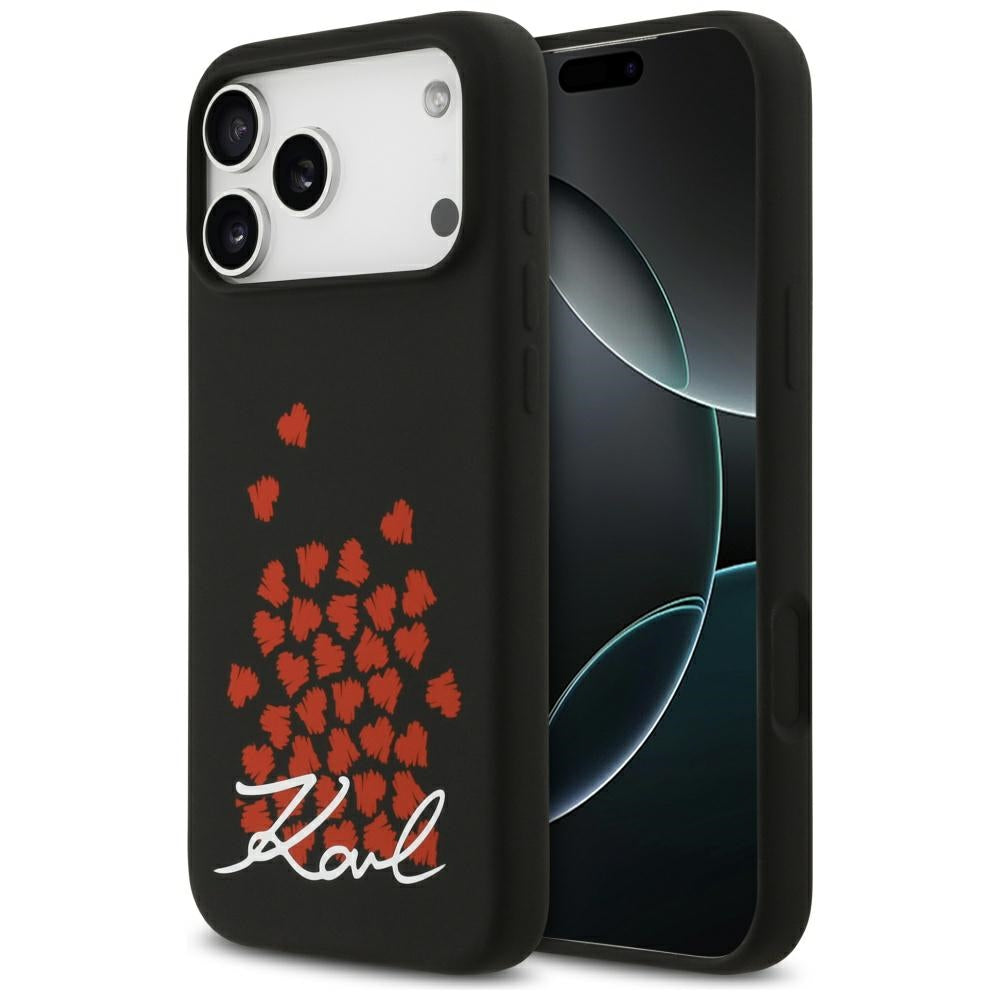 Futrola MagSafe za Apple iPhone 17 Pro Max, Karl Lagerfeld, Heart Sign Logo, Crna